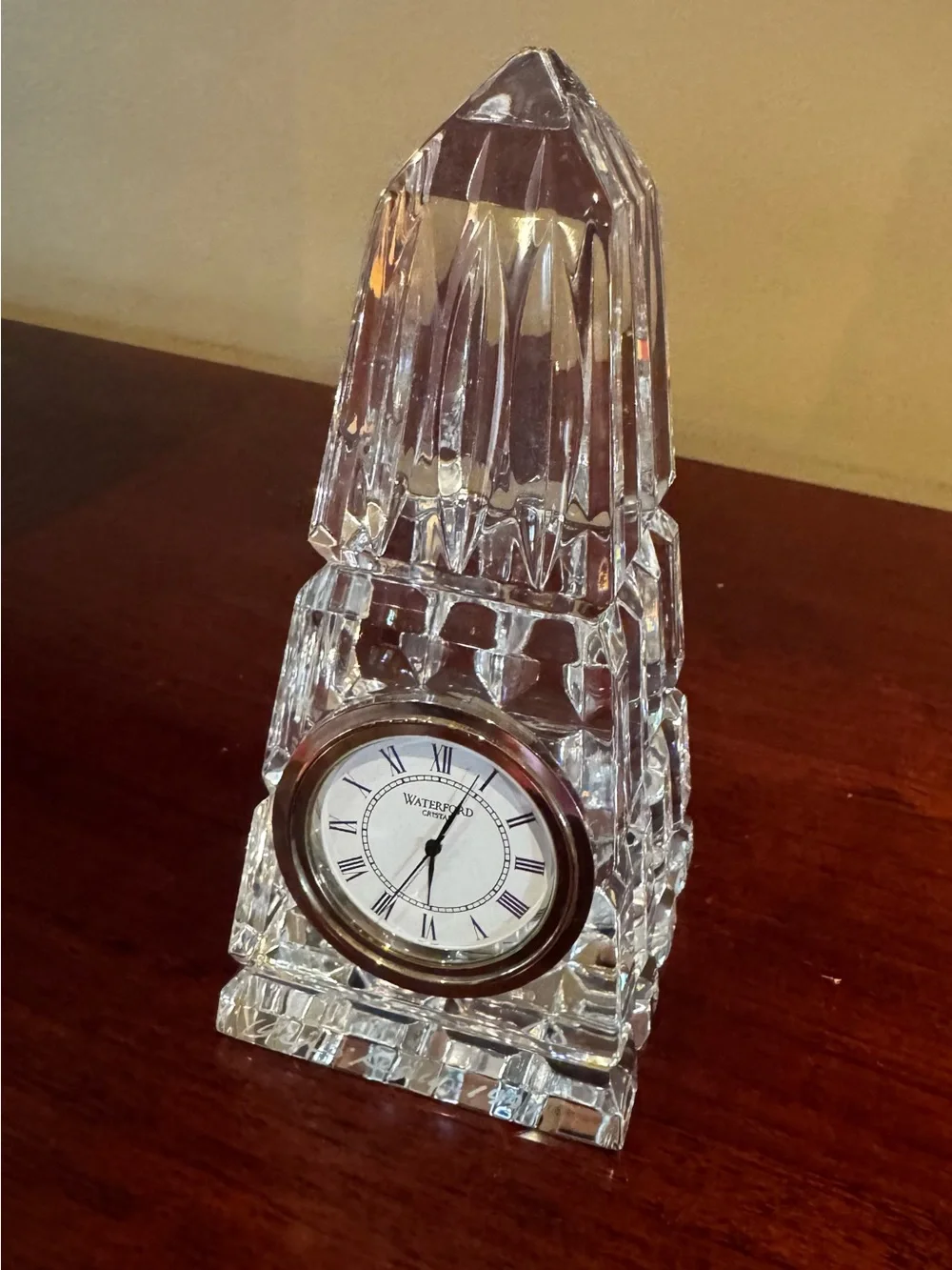 Waterford Crystal Clear Crystal Mantel Clock with Gold-Tone Bezel NIB